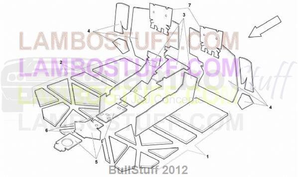 2006 Lamborghini MURCIELAGO ROADSTER ARABIA PASSENGER COMPARTMENT INSULATIONS (77.02.00)